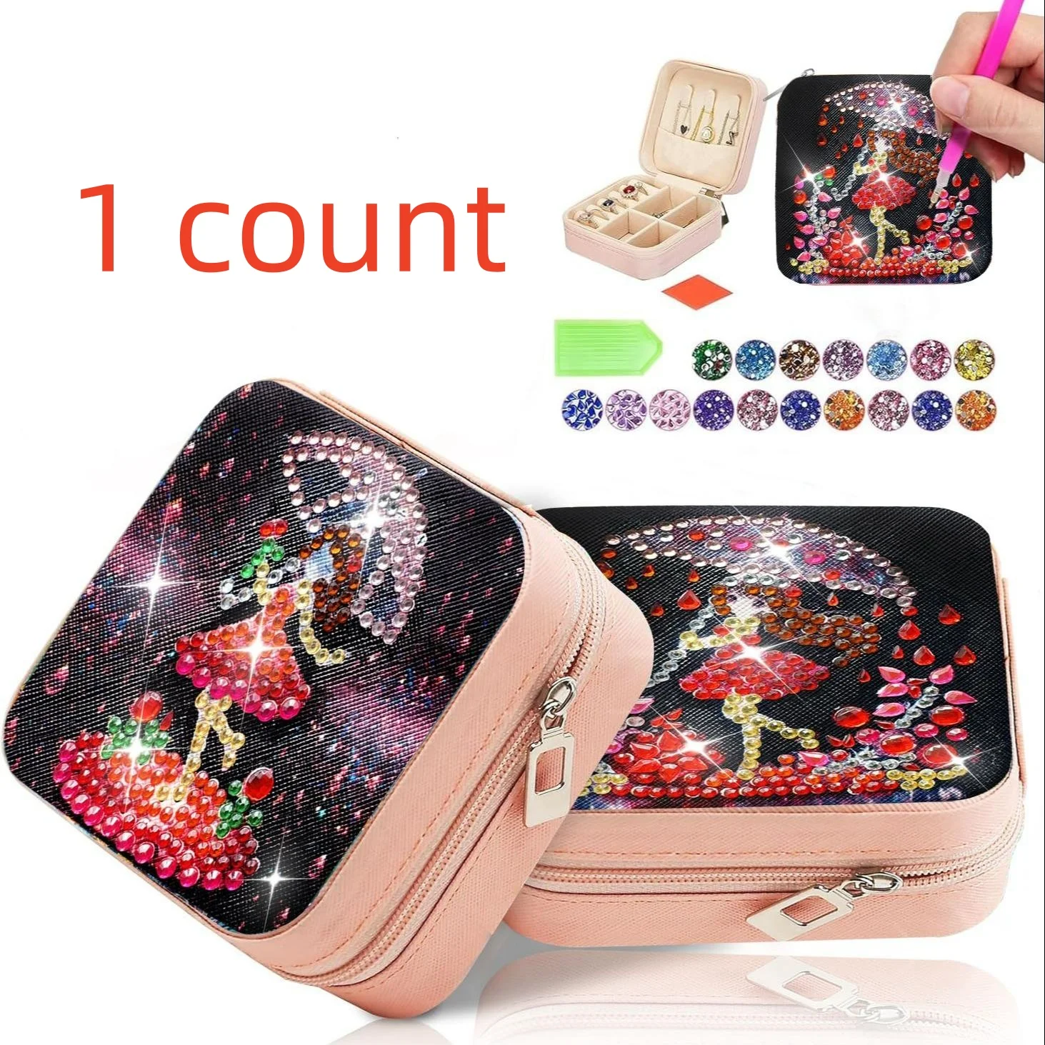 

1pc DIY cartoon character Diamond Art Jewelry Storage Box Portable Jewelry Boxes for Travel and Daily Use Gift for Birthday
