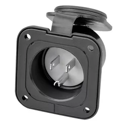 15Amp 125V Inlet Shore Power Flanged Receptacle 15A Recessed Male Outlet 5-15 AC Port Plug Exterior For RV Trailer