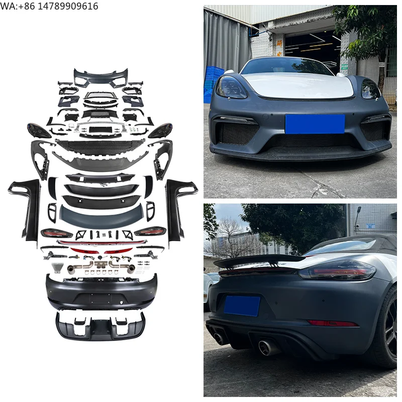 2012-2016 981 Car Upgraded 718 GT4RS Front Bumper Headlights Body Kit Rear Bumper Taillights Spoiler For  BoxsterBody Kit