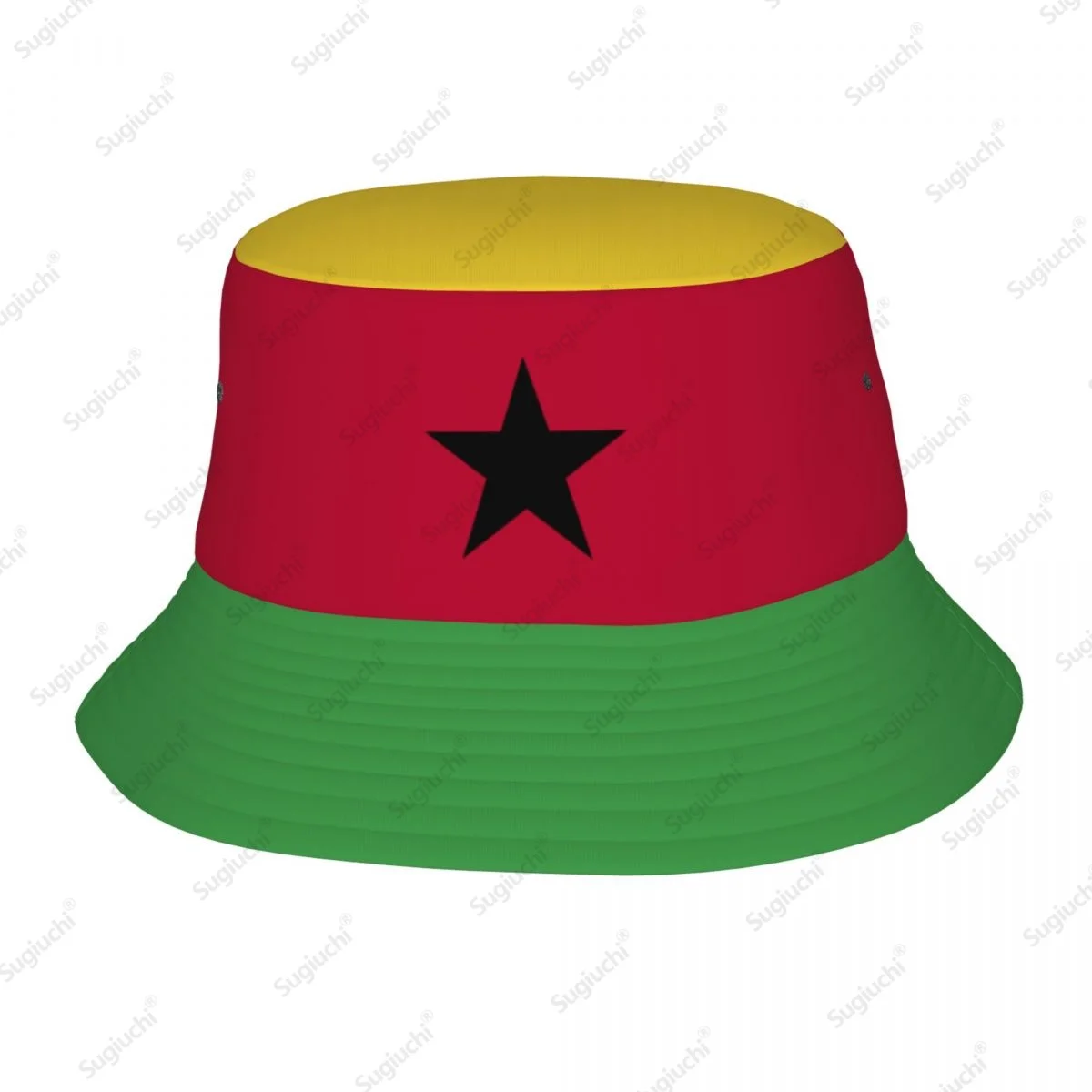 

2026 Гвинея Бисау 3D флаг Мужчины Женщины Панама Открытая солнцезащитная кепка Дышащая сетка для рыбака Кемпинг Туризм
