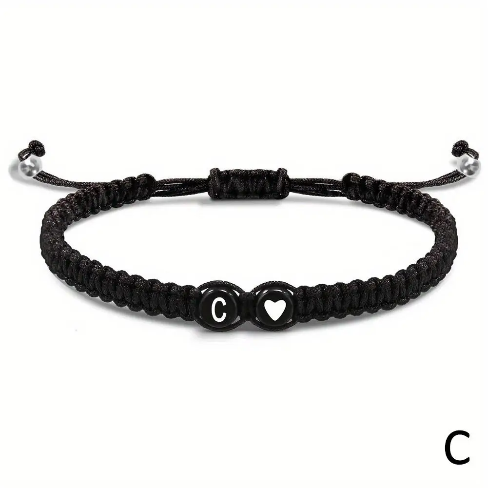 26-Buchstaben-Anfangsherz-Armbänder, handgefertigt, verstellbar, A-Z-Name, geflochtene Armbänder für Damen und Herren, Freundschaftsschmuck, Geschenke