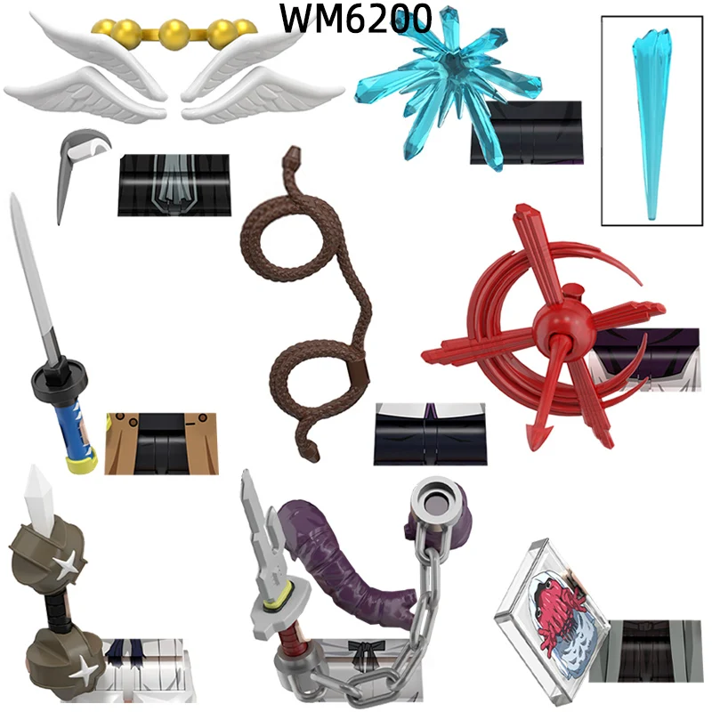 The Action Figures Knife Whip Weapons Pants Hair Parts Model Blocks MOC Bricks Set Gifts Toys For Children WM6200