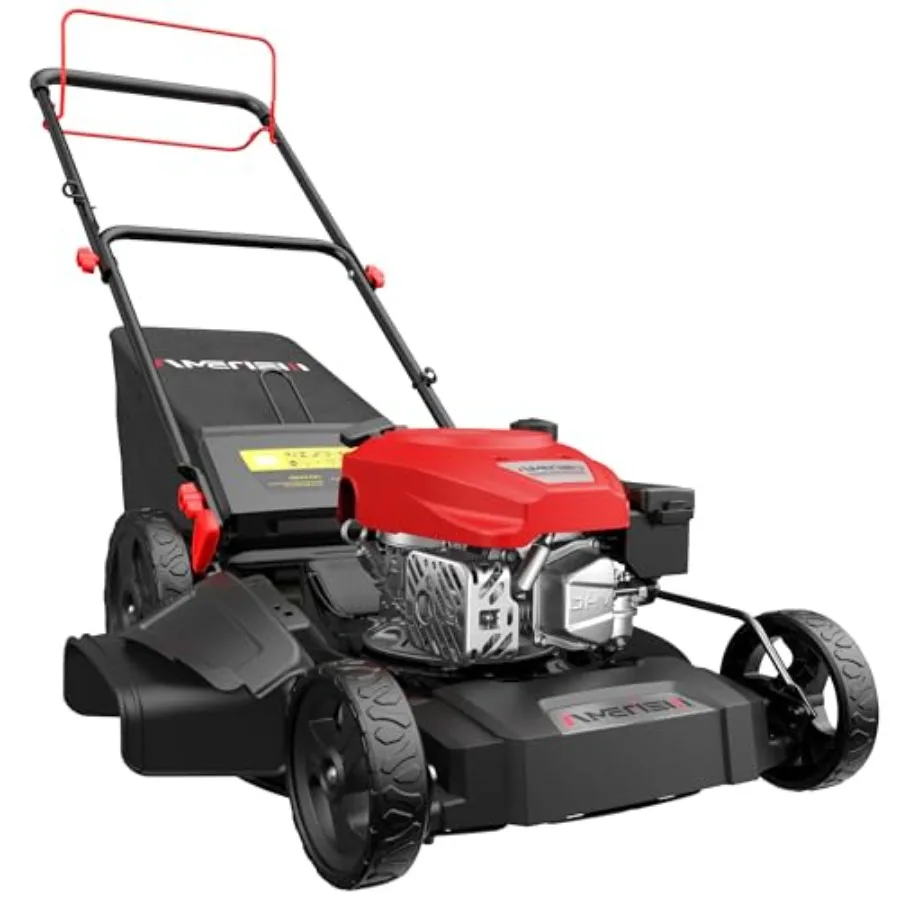 Gas Lawn Mower, 170cc OHV Engine with Forced Air Cooling, 21 Steel Deck, 3-in-1 Mulching/Bagging/Side Discharge, 6 Cutting Heig