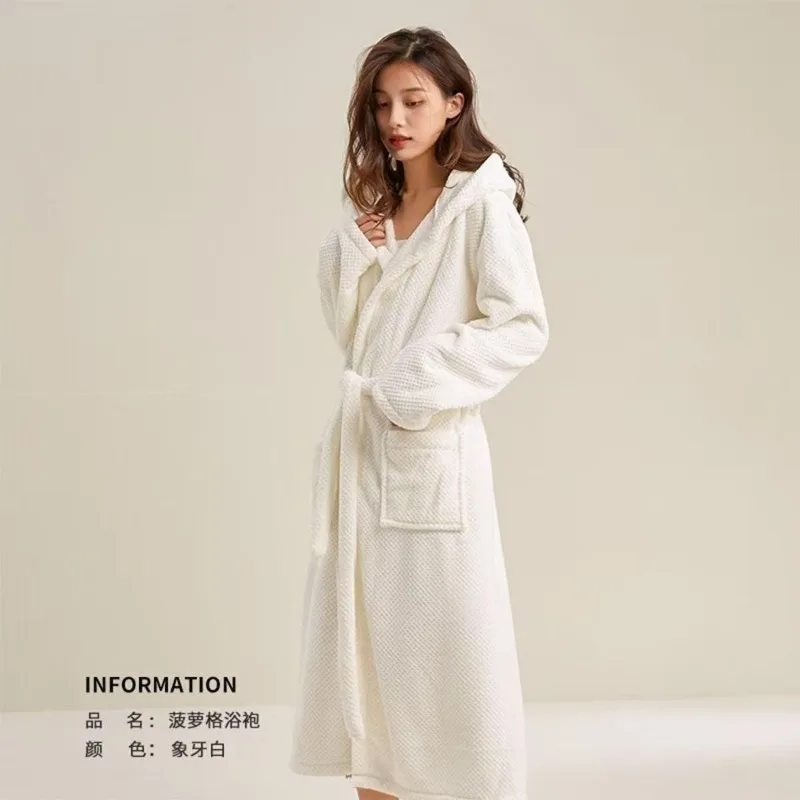 2026 NEW Long-sleeved Hooded Bathrobe Women's Bath Skirt Absorbent Bath Towel Nightgown