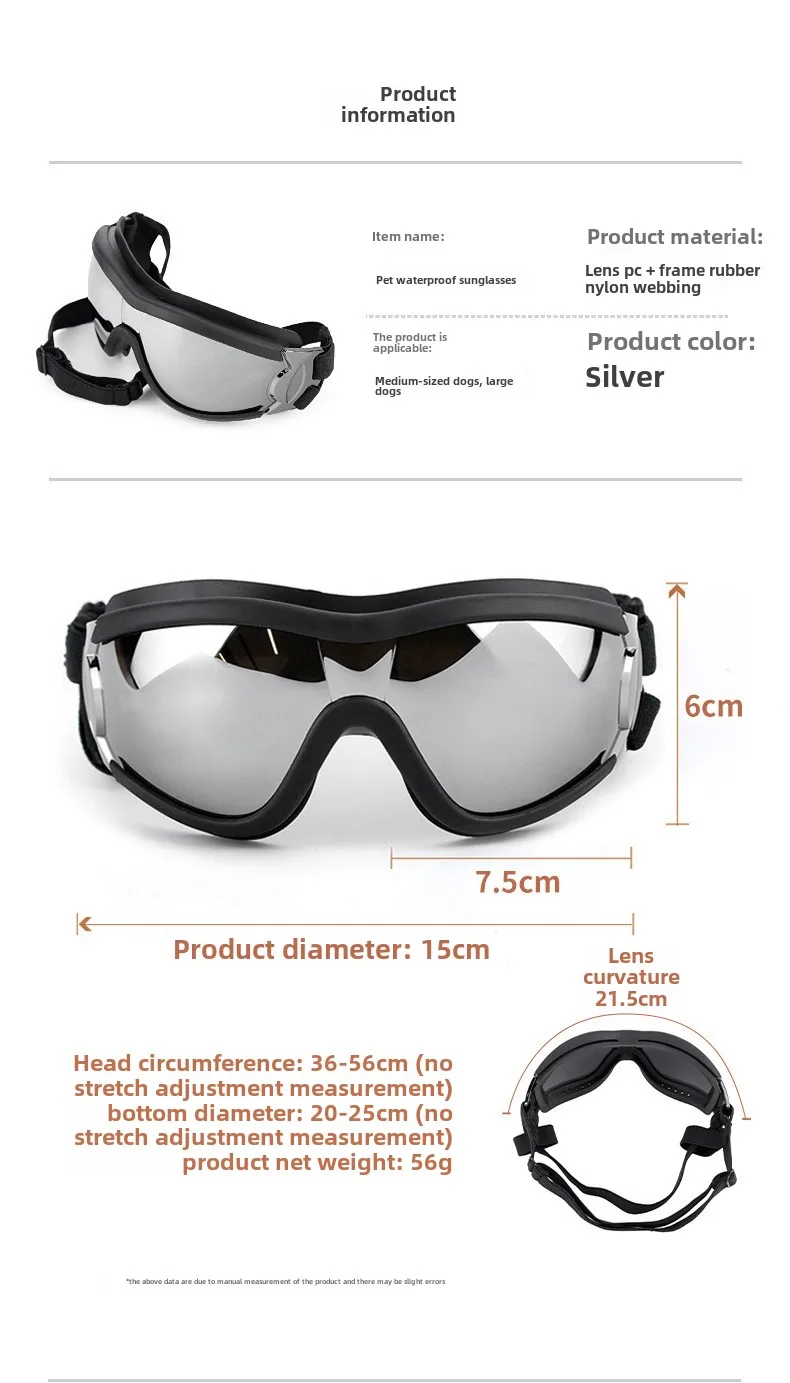 Transparente Farbige Hunde-Schutzbrille Wasserdicht Winddicht Sonnenschutz UV-Beständig Große Hundebrille – Detail 4