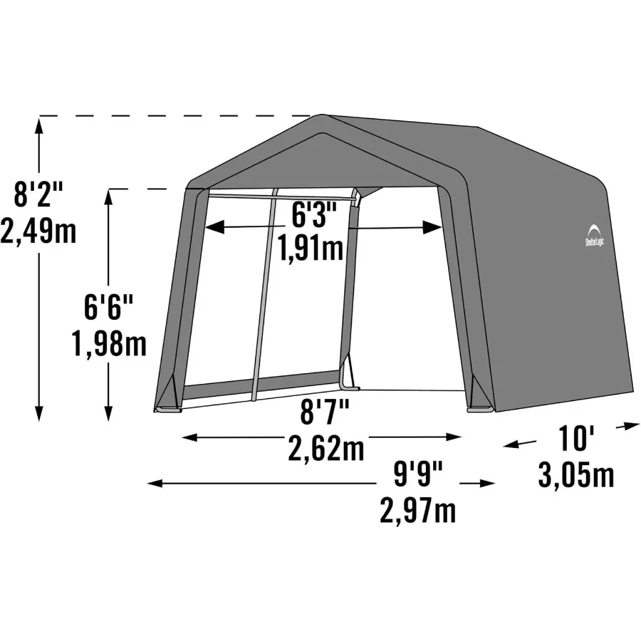 10' x 10' Shed-in-a-Box All Season Steel Metal Peak Roof Outdoor Storage Shed with Waterproof Cover and Heavy Duty Reusable Aug