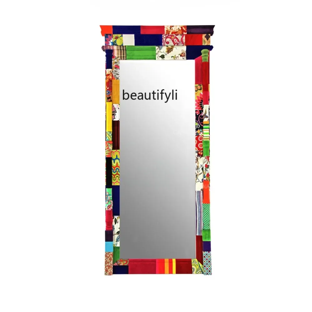

FG10European-Style Designer Model Patchwork Color Retro Mixed Floor Full-Length Mirror Decorative Shop
