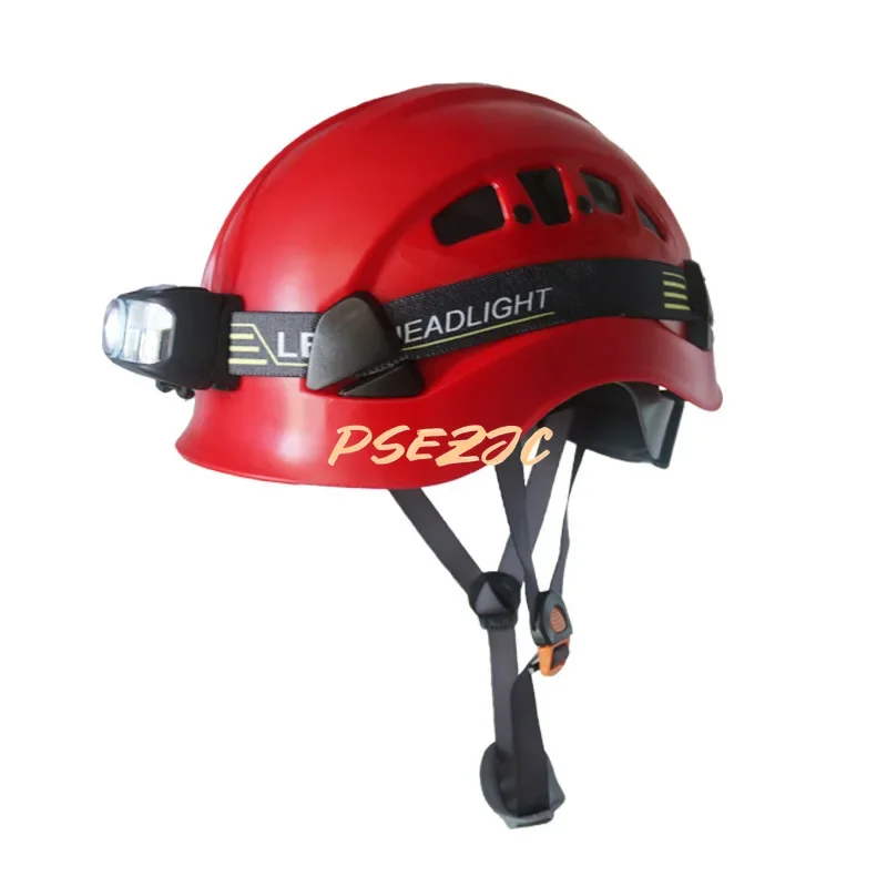 Outdoor Climbing and Rock  Safety Helmet with Adjustable Cave Exploration Rescue Speed Descent