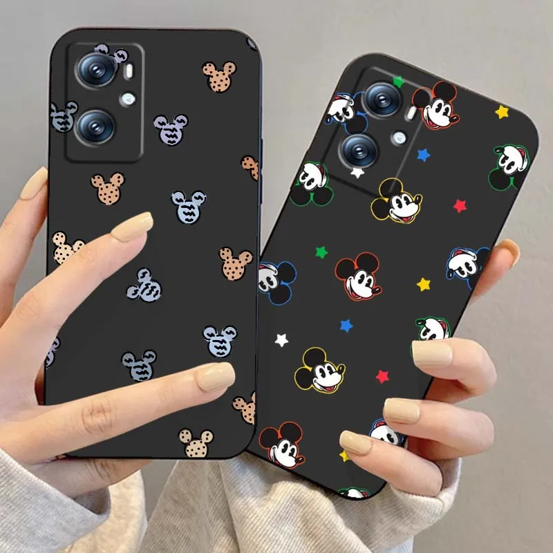 حافظة هاتف ديزني ميكي ماوس لهاتف OPPO رينو 7 A96 A40 A58 5 6 Realme GT A74 A78 Neo2 A74 A78 Find X5 X3 X7 X8 أسود