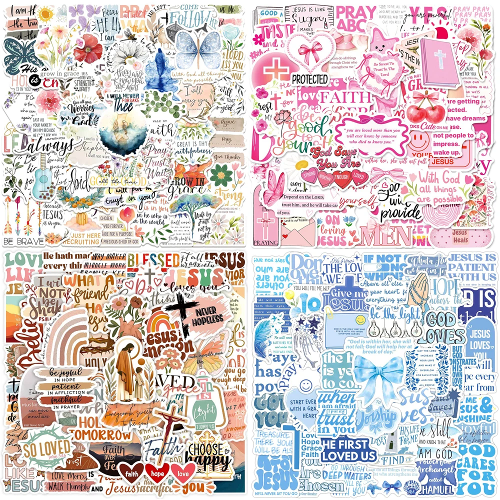 50/200 stücke Cartoon Motivation Bibel Jesus Phrase Graffiti Aufkleber Aufkleber Laptop Telefon Scrapbooking Tagebuch Dekoration Aufkleber