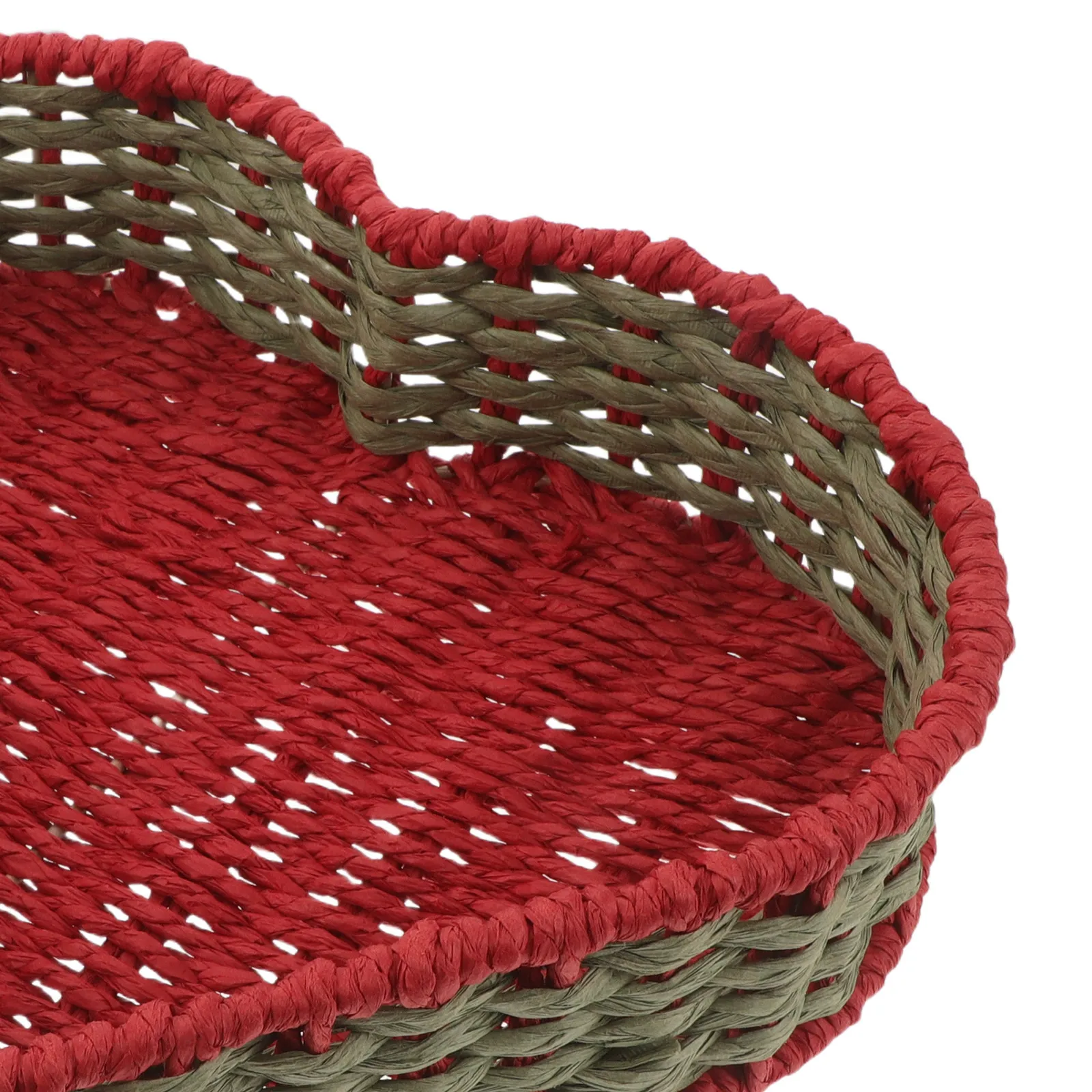Woven Heart Shape Catchall Tray 11.8x11.8 Decorative Entryway Organizer Basket Tabletop Storage Bowl for Keys Wallet Phone