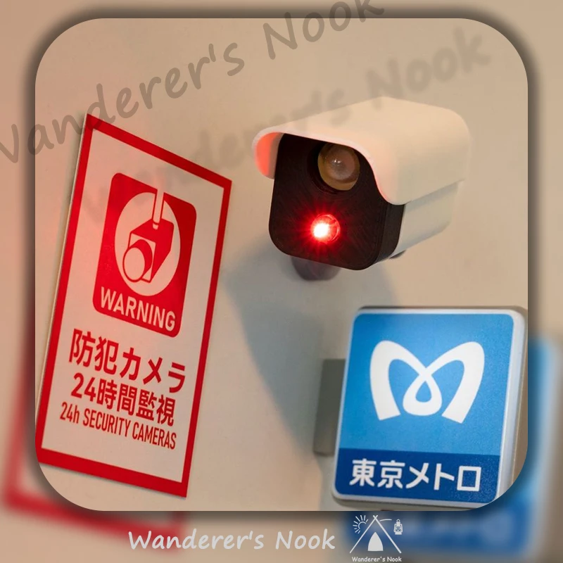 Simulated Mini Surveillance Camera Fridge Magnet Pegboard Convex Mirror Unique Creative 3D Magnetic Decoration Warning Light