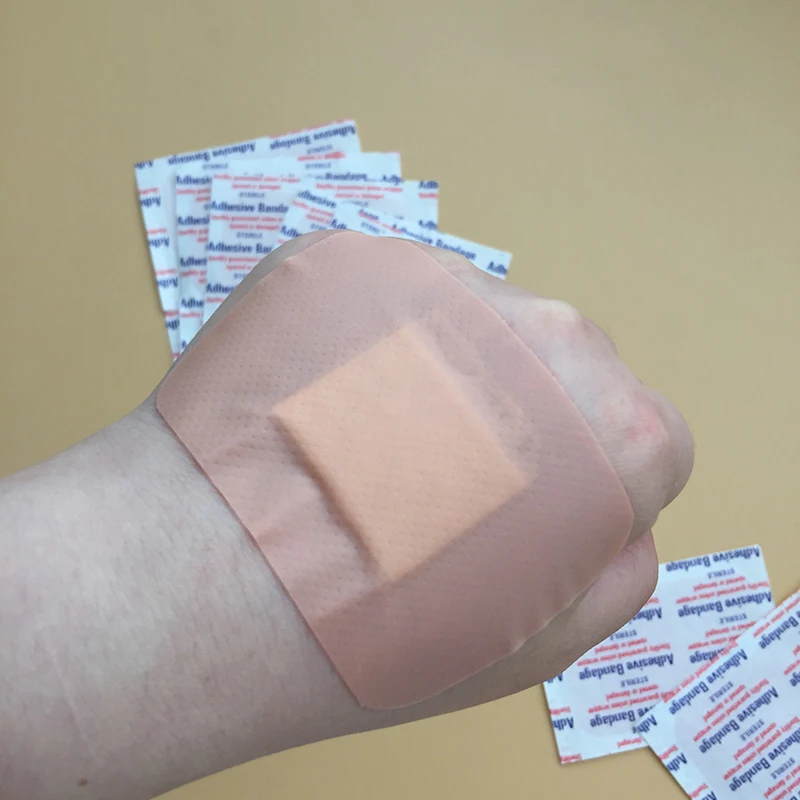 100Pcs 7.6X5.1CM Large Size Square PE Band Aid Waterproof Medical Breathable Hemostatic Adhesive Bandages Tape First Aid