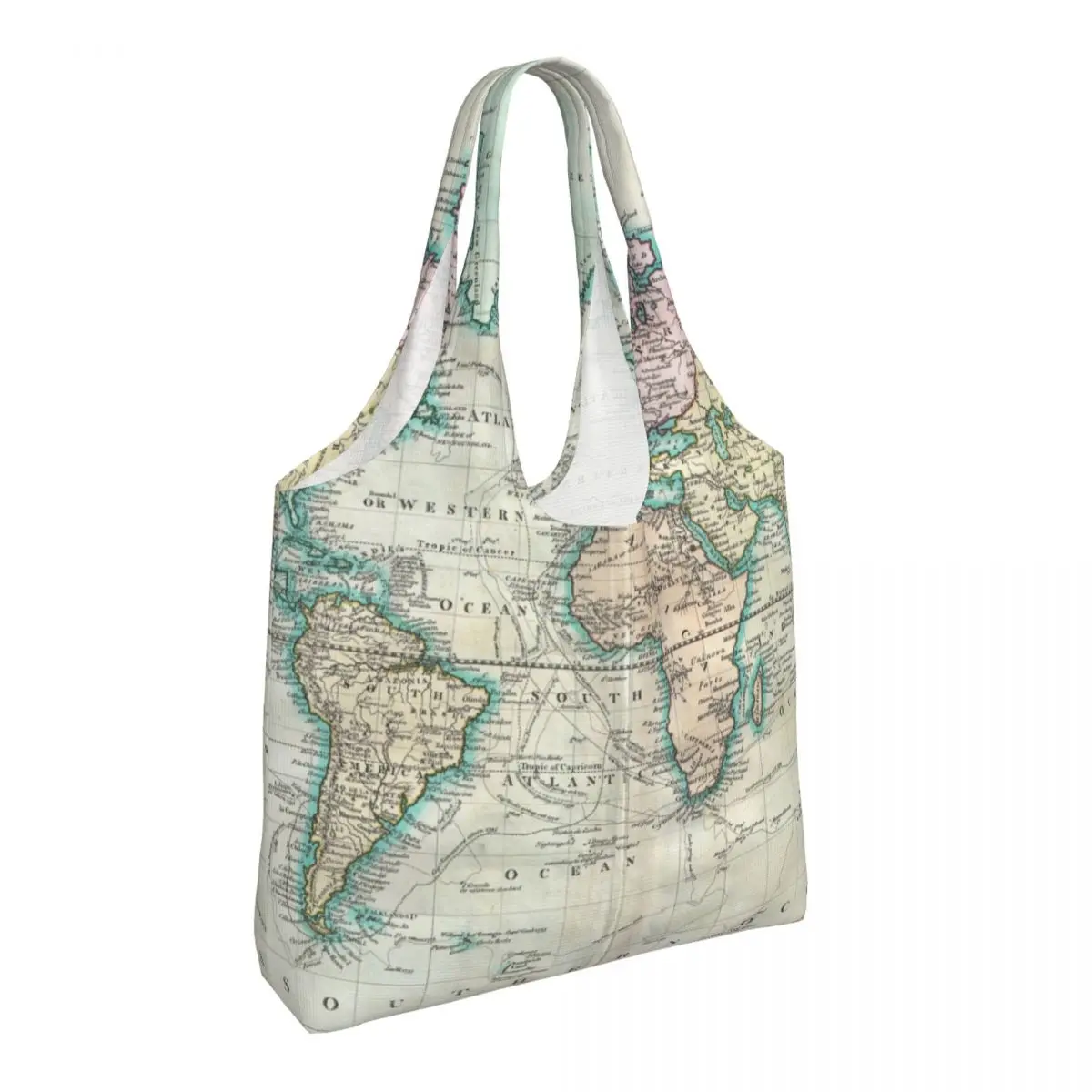 Earth Map Shopping Bag Vintage Map of The World Woman Fashion Handbags Aesthetic Cloth Streetwear Bags