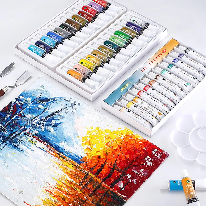 Imagem -06 - Maries-tintas a Óleo Profissionais Pigmentos de Desenho Artigos de Arte Conjunto de Pintura a Óleo 12 18 24 Cores