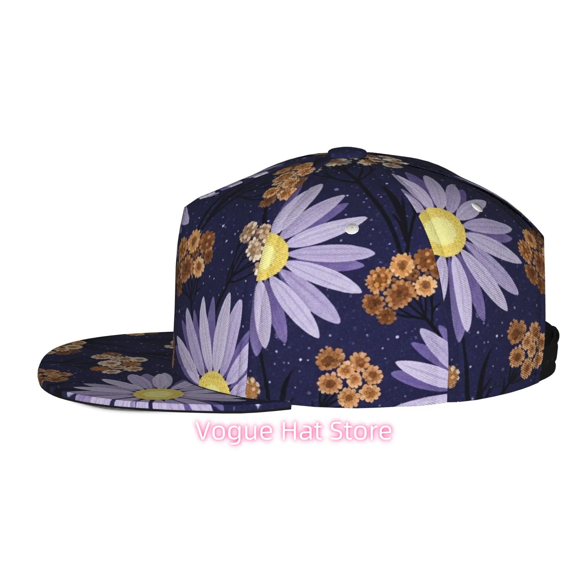 Men'S And Women'S Baseball Cap, Abstract Floral Pattern Adjustable Snap-On Brim, Flat-Top Design - Suitable for Casual Outdoor A