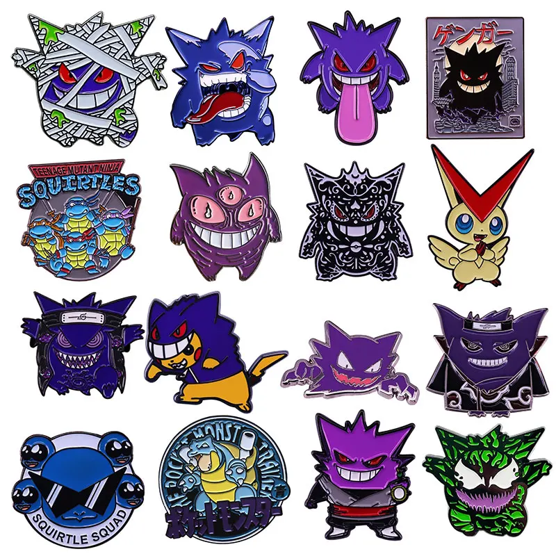 Anime Games Pokemon Enamel Pins Collect Mobbles Gengar Metal Cartoon Brooch Backpack Hat Bag Collar Lapel Badges