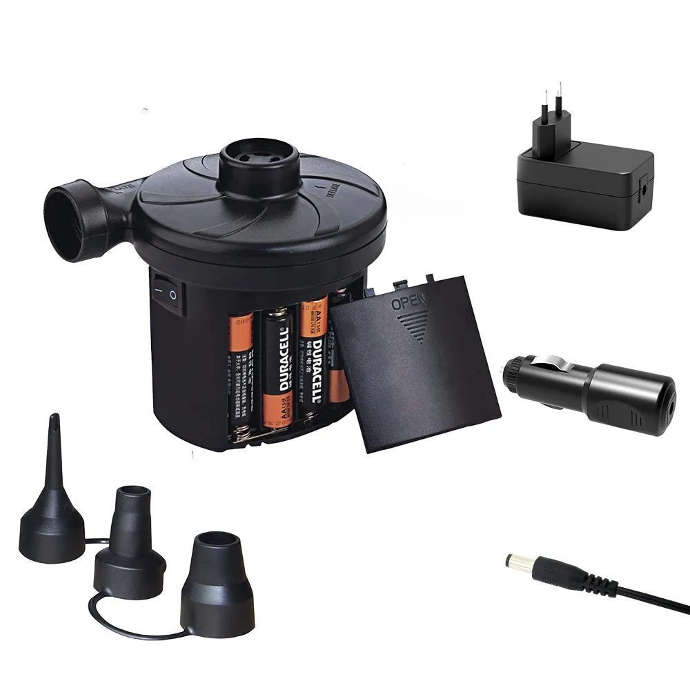 

Stermay 3-Ways Battery powered air pump for inflate/deflate air beds/mattress/tents AC100-240V DC12V