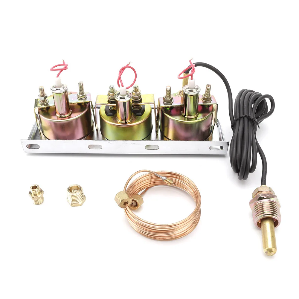 Universal 2inch 52mm Triple Gauge Set, Oil Pressure Gauge Water Temp Temperature Ammeter Car Auto 3 Gauges Cluster Set kit