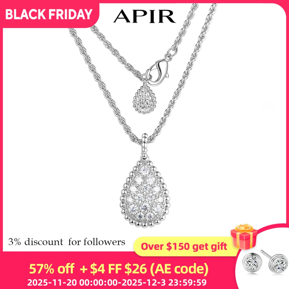 

APIR 18-каратное позолоченное 5А циркон большое ожерелье с подвеской в виде капли воды для женщин с бриллиантами высокого качества, роскошные ювелирные изделия, женские ожерелья