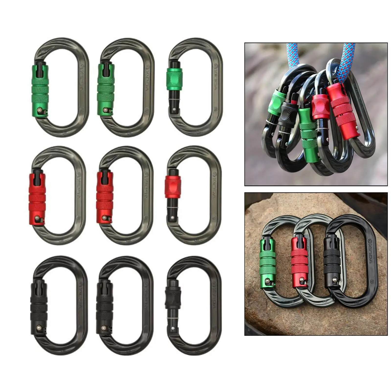 24KN Climbing Carabiner Clip Rappelling Carabiners Buckles Gear