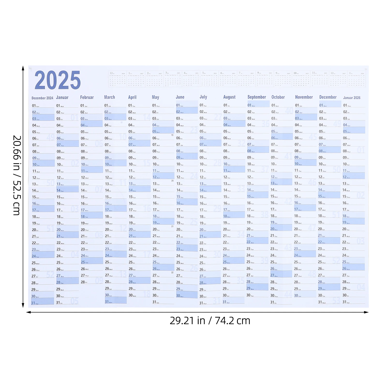 Imagem -02 - Papel Parede Pendurado Calendário Planejador Anual Folha Bloco de Notas para Fazer Lista Agenda Agenda Organizador Lista de Verificação Escritório em Casa 1pc 2025