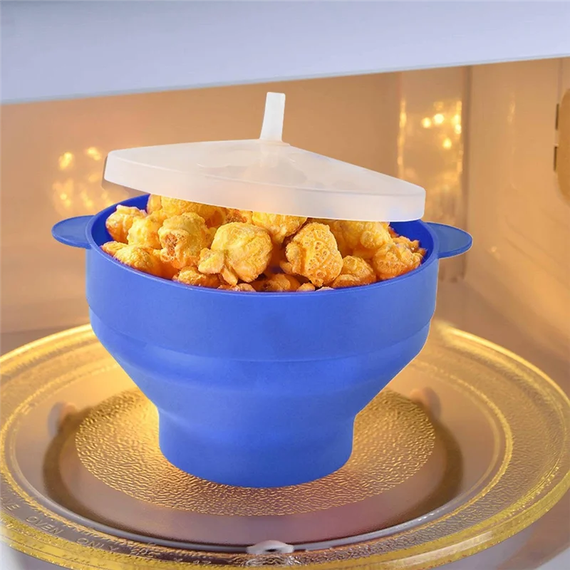 Bol de four pliable, bol à pop-corn rond et Portable avec couvercle pour usage domestique, offre spéciale
