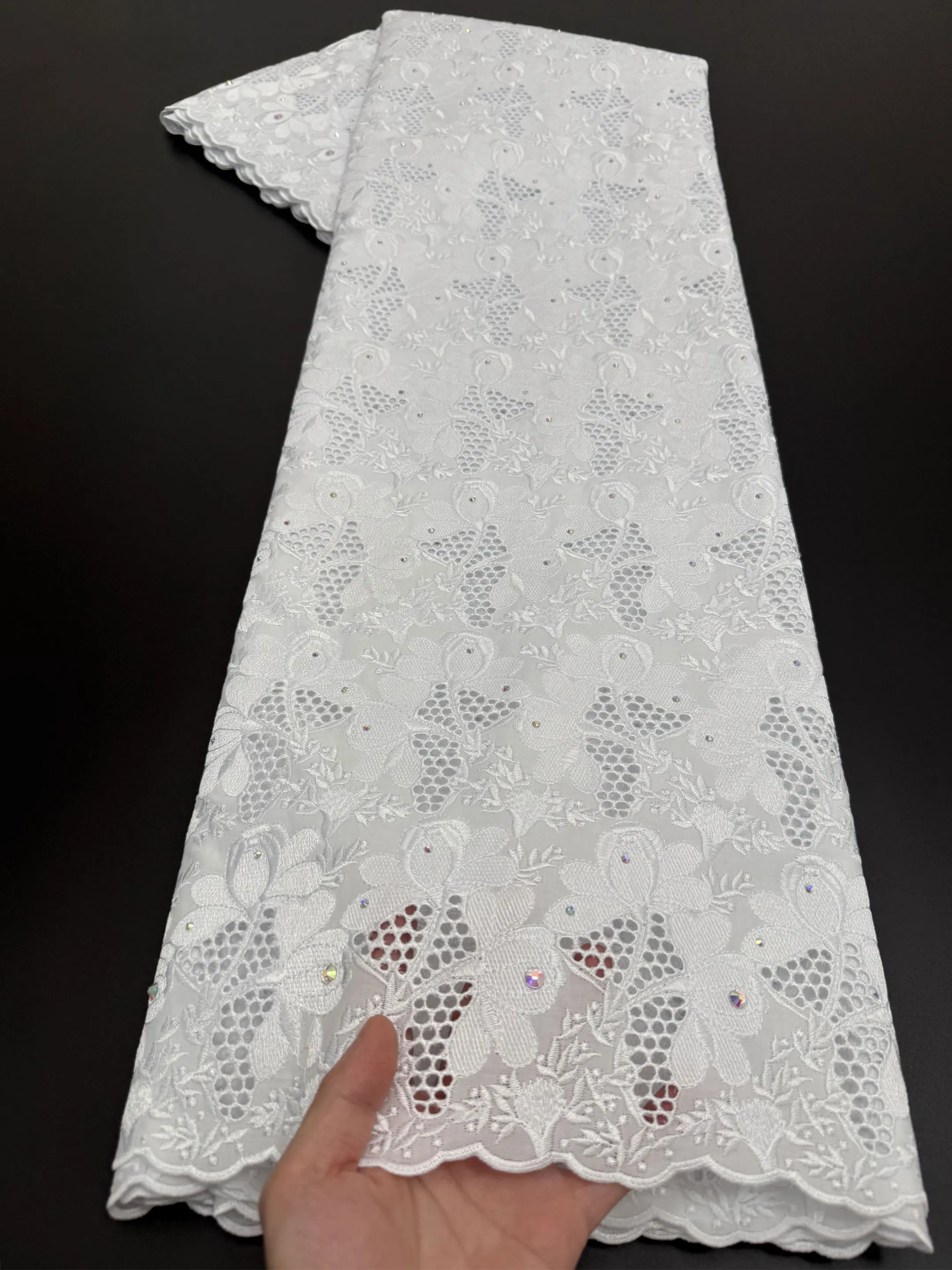 Meest luxe geborduurde kantstof, zacht origineel handgesneden kant, hoogste kwaliteit Afrikaanse Zwitserse stof, feestelijke kleding, gemaakt in Korea