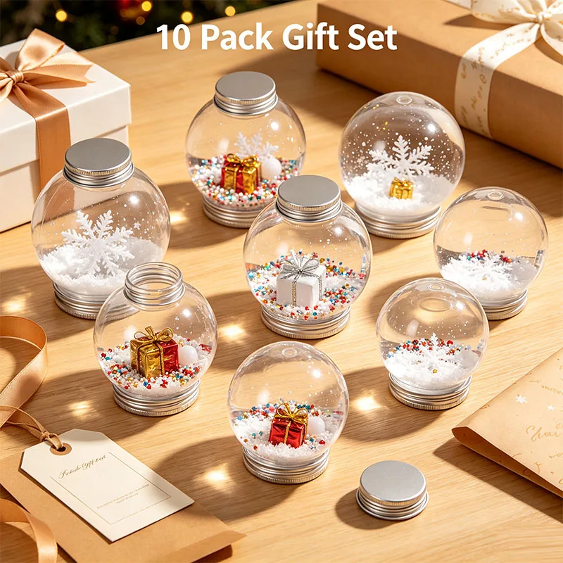 10 Pcs Empty DIY Snow Globe Kids Globes Shatterproof Parts Kit Props Clear Ornaments Crafts Fillable