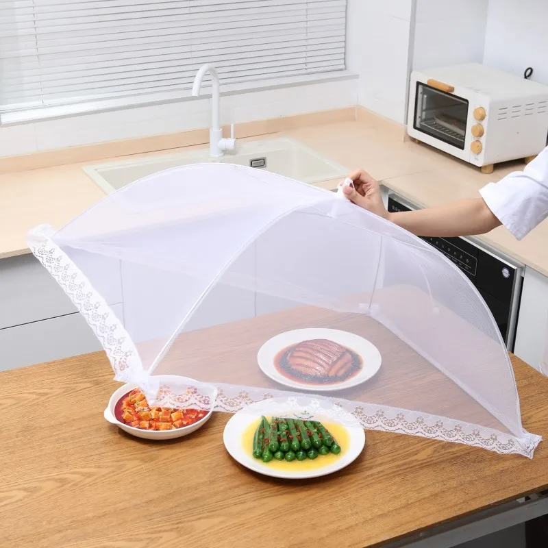 

1PCS Washable Mesh Food Cover Foldable Household Food Umbrella Picnic Barbecue Party Anti Fly Mosquito Net Tent Kitchen Gadgets