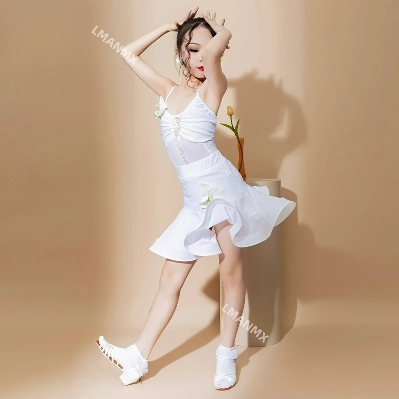 2025 라틴 댄스 드레스 소녀 연습복 신상 가을 겨울 어린이 공연용 큰 치마