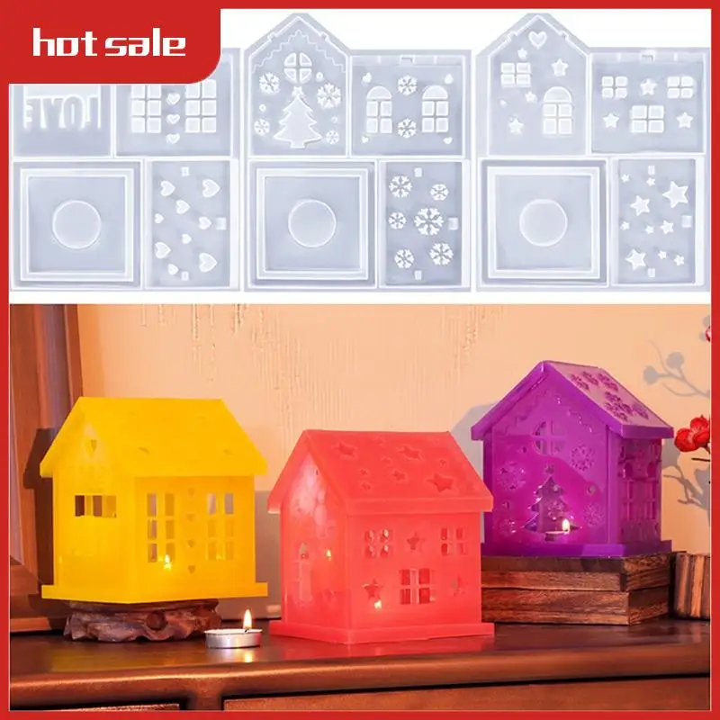 

House Shape Silicone Mold Epoxy Resin Casting LED Candle Holder Mold Art Crafting Silicone Molds For Making Romantic