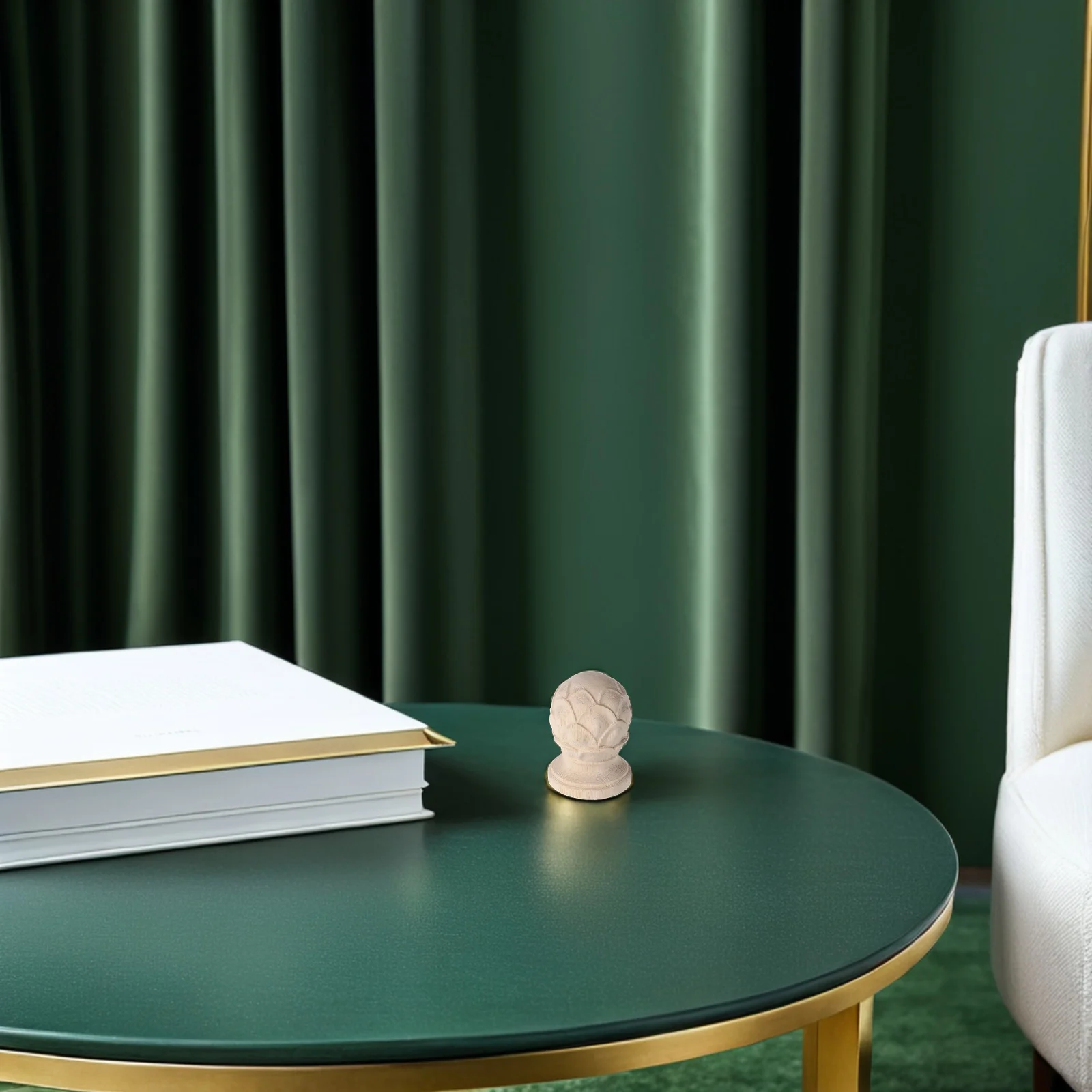 

2pcs Wooden Carved Lotus Finial 1.7"X2.36" Unfinished Bed Post Topper For Home Decor Fence Gate Staircase Furniture Diy End Cap