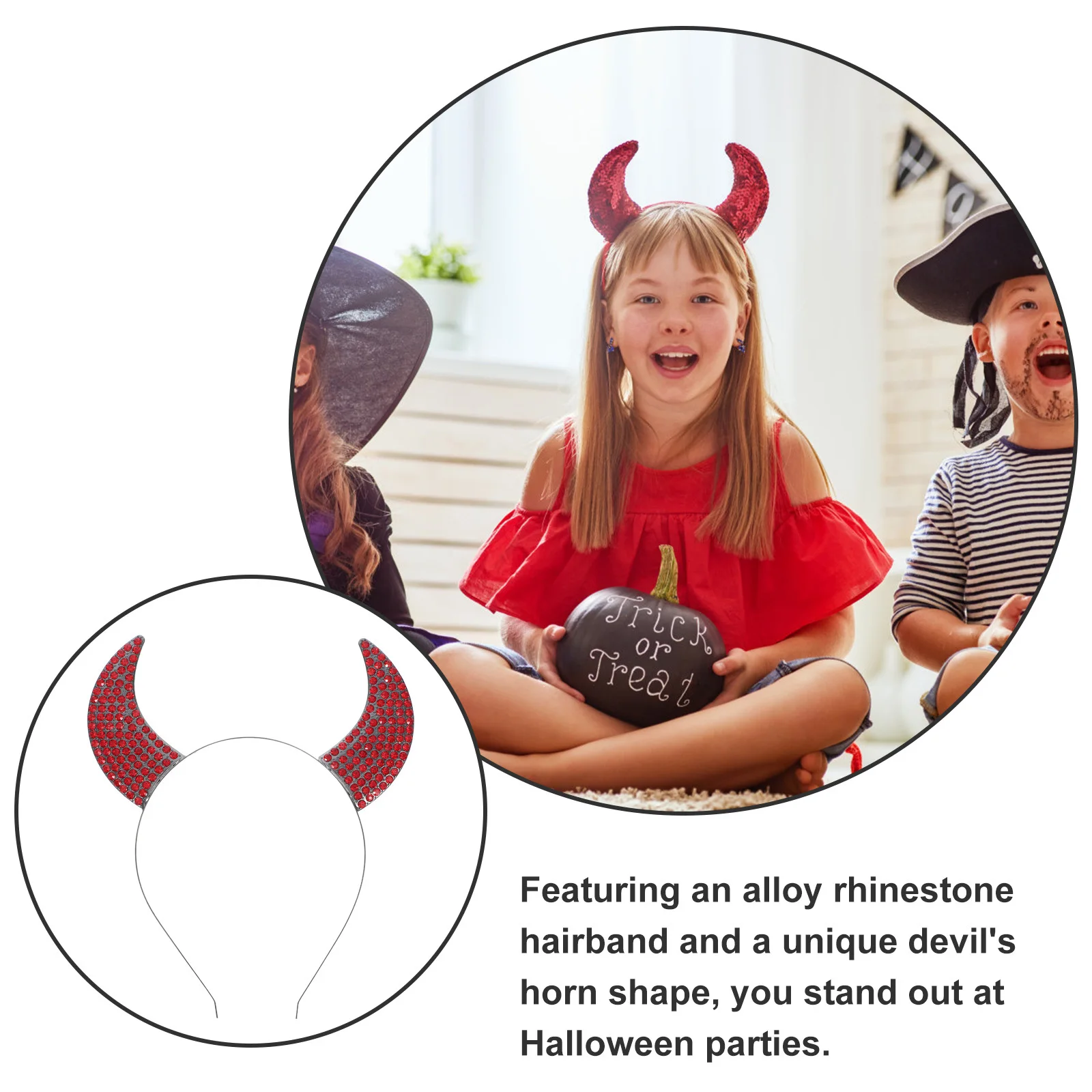 عصابة رأس على شكل قرن الشيطان، إكسسوار أزياء الهالوين، تصميم جذاب، عصابة رأس مريحة مناسبة للحفلات #6