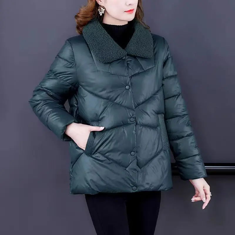 

Autumn Winter Lightweight Lamb Fur Cotton Jaet Casual Loose Sle down Cotton ort Coat Faionable And Comfortable