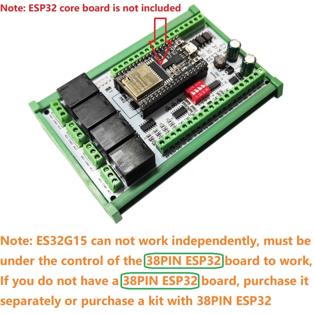 2.4G WIFI RS485 شبكة إيثرنت ADC DAC قاعدة لوحة تطوير على ESP32-DevKitC MQTT IOT مفتاح التحكم عن بعد