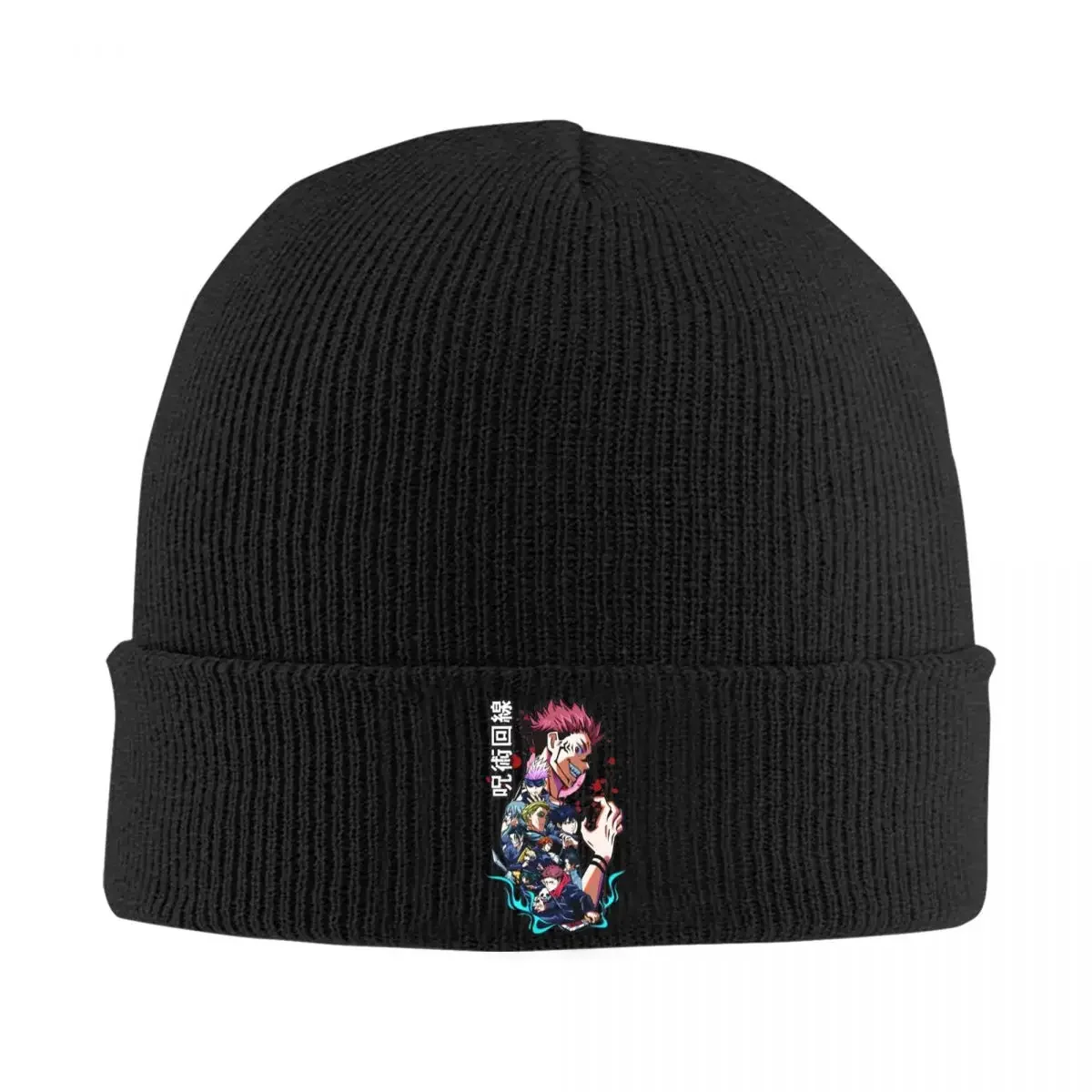 Jujutsu Anime Kaisen Knitted Caps Women's Men's Beanie Autumn Winter Hats Acrylic Comic Warm Melon Cap