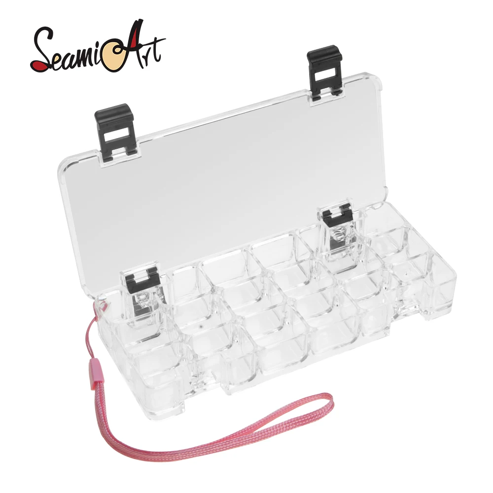 SeamiArt 12/18 Grids Portable Moist Painting Box Sealed Palette Case with Handle Silicone Pad for Watercolor Acrylic Oil Gouach