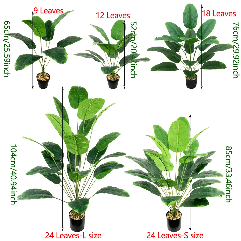 Artificial Banana Leaves 9 To 12 Fake Palm Leaves Large Tropical Banana Trees Simulate Green Plants for Home Decoration