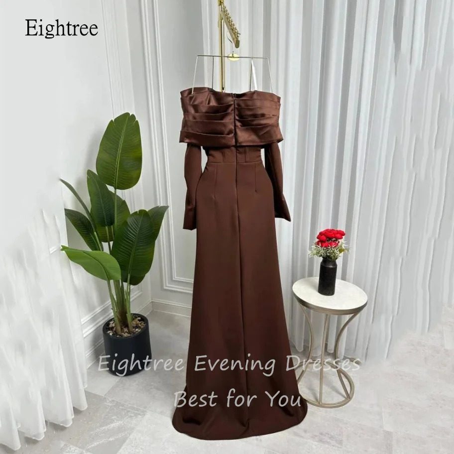 Eightree Vintage Brown Mermaid Prom Gowns Off The Shoulder Formal Party Gown Long Evening Dress vestidos de fiesta Customized