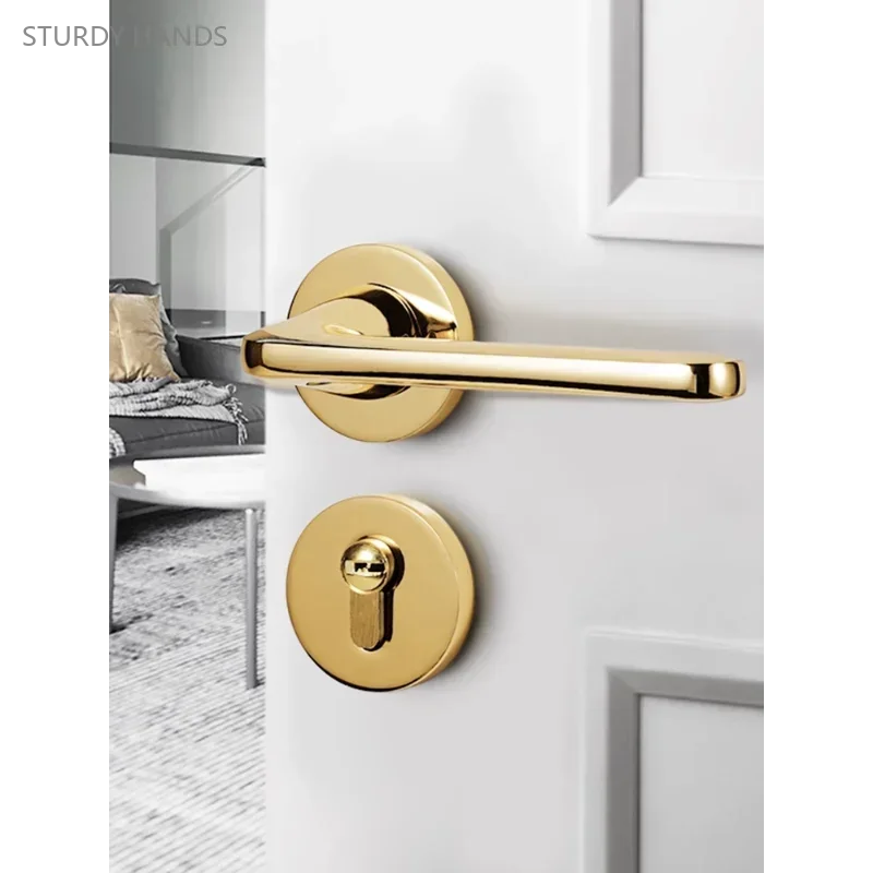 

1 set of aluminum alloy brushed silent door lock light luxury and simple split type bedroom door handle lock with key included