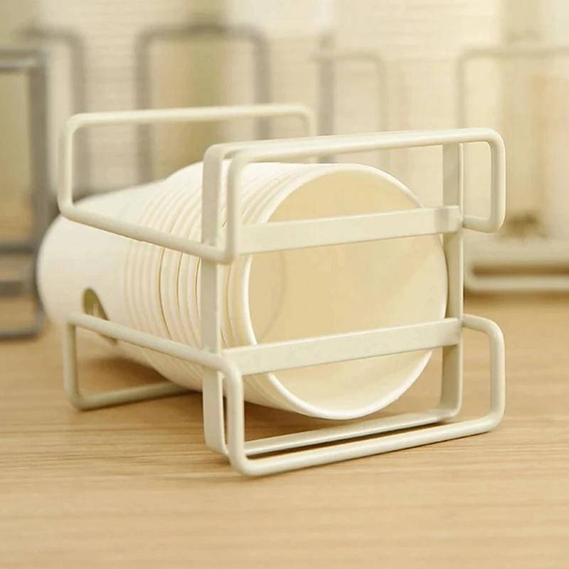 Portavasos de papel, recolector de vasos desechable, suelo de almacenamiento de hierro, portavasos de té y café para el hogar, se puede utilizar para vasos de vidrio