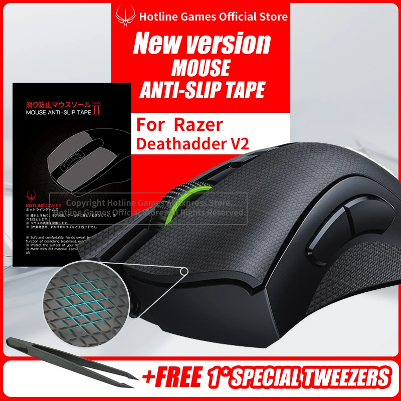 

Hotline Games Mouse Anti-Slip Tape for Razer Deathadder V2 Mouse Sweat Resistant Pads Mouse Side Anti-Slip Stickers Mouse Skates