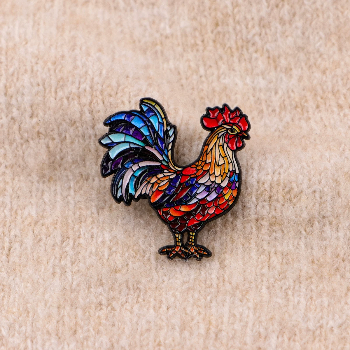 9-teiliges Hahn-Emaille-Pin-Set, Vintage, bunte Hühnerbrosche für Mantel, Damenbroschen, Anstecknadeln, Metallabzeichen, Schmuckgeschenk – Detail 6