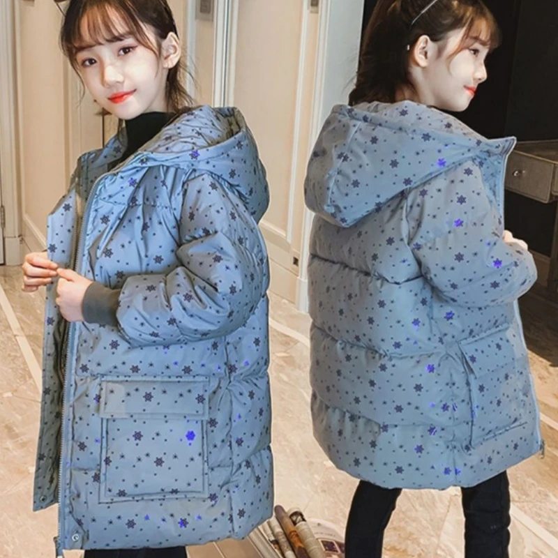 

Girls Down Coat Jacket Cotton Windbreak 2023 Stars Warm Plus Thicken Velvet Winter Outwear Children's Clothing