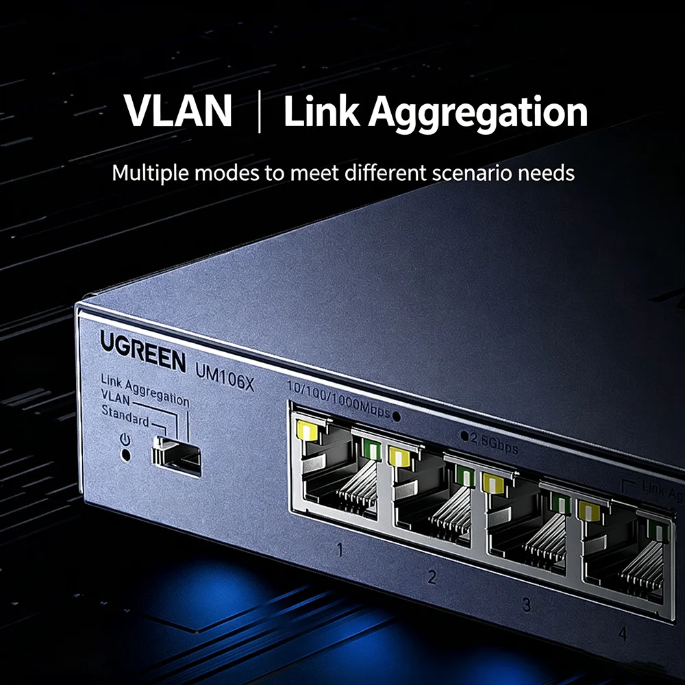 UGREEN 5 Ports 2.5G Network Switch with 10G SFP Port, Support VLAN and Link Aggregation, Network Splitter for NAS and Optical - view 6