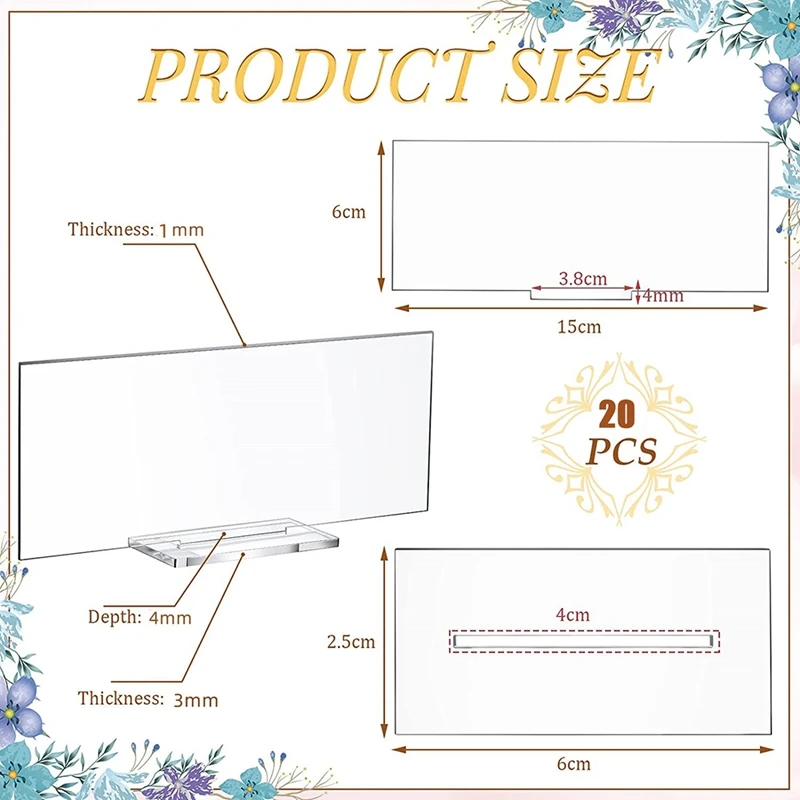 20Sets Acrylic Sign Table Signs With Stand, Blanks Acrylic Table Numbers For Wedding And Food & Beverage Decor