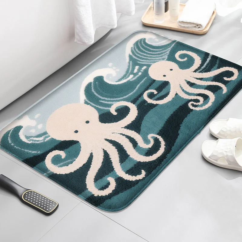 Tappetino stampato con stella marina, tappetino assorbente per vasca da bagno, tappeto piccolo per doccia, zerbino per bagno, morbido e confortevole