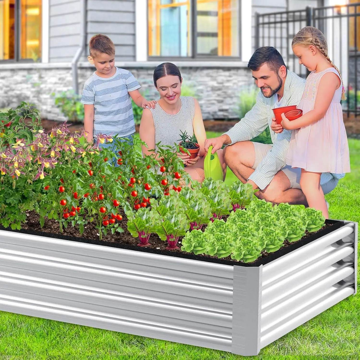 Fabric Raised Garden Bed Liner 6x3x2ft, Rectangle Planting Container for Vegetables Flowers Herbs, 269 Gallon Grow Bag for view 3