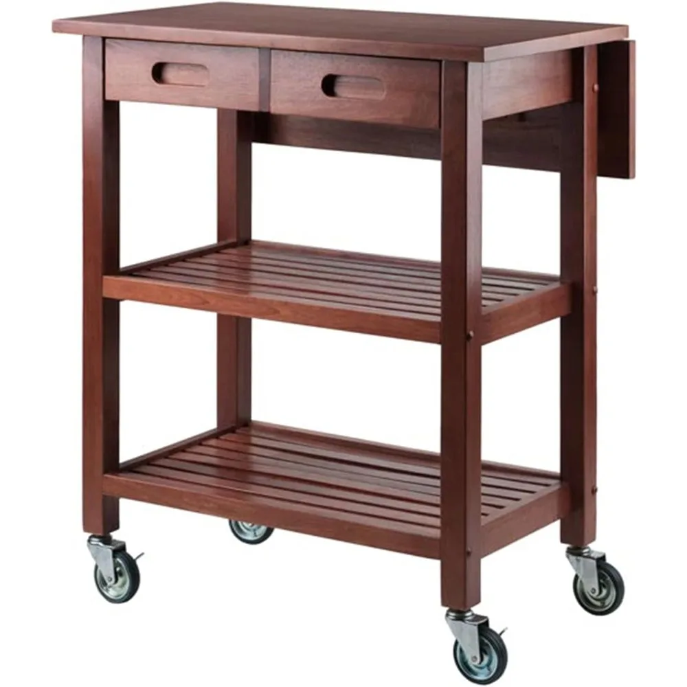 

94734 Jonathan 2 Drawer Rolling Kitchen Cart in Walnut